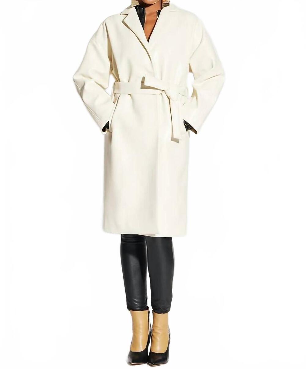 NEW CIRCULAR PATH vegan leather coat in cream